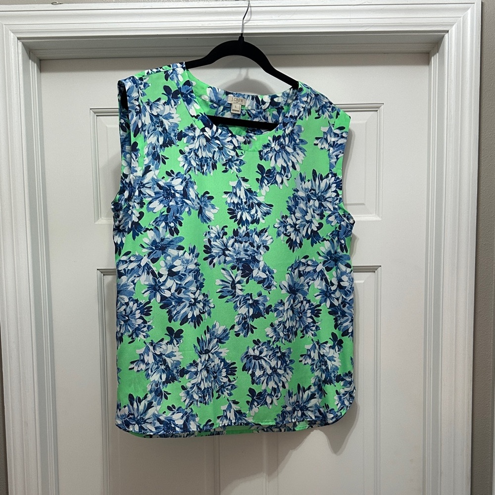 J. Crew Factory Floral Top - Green and Blue